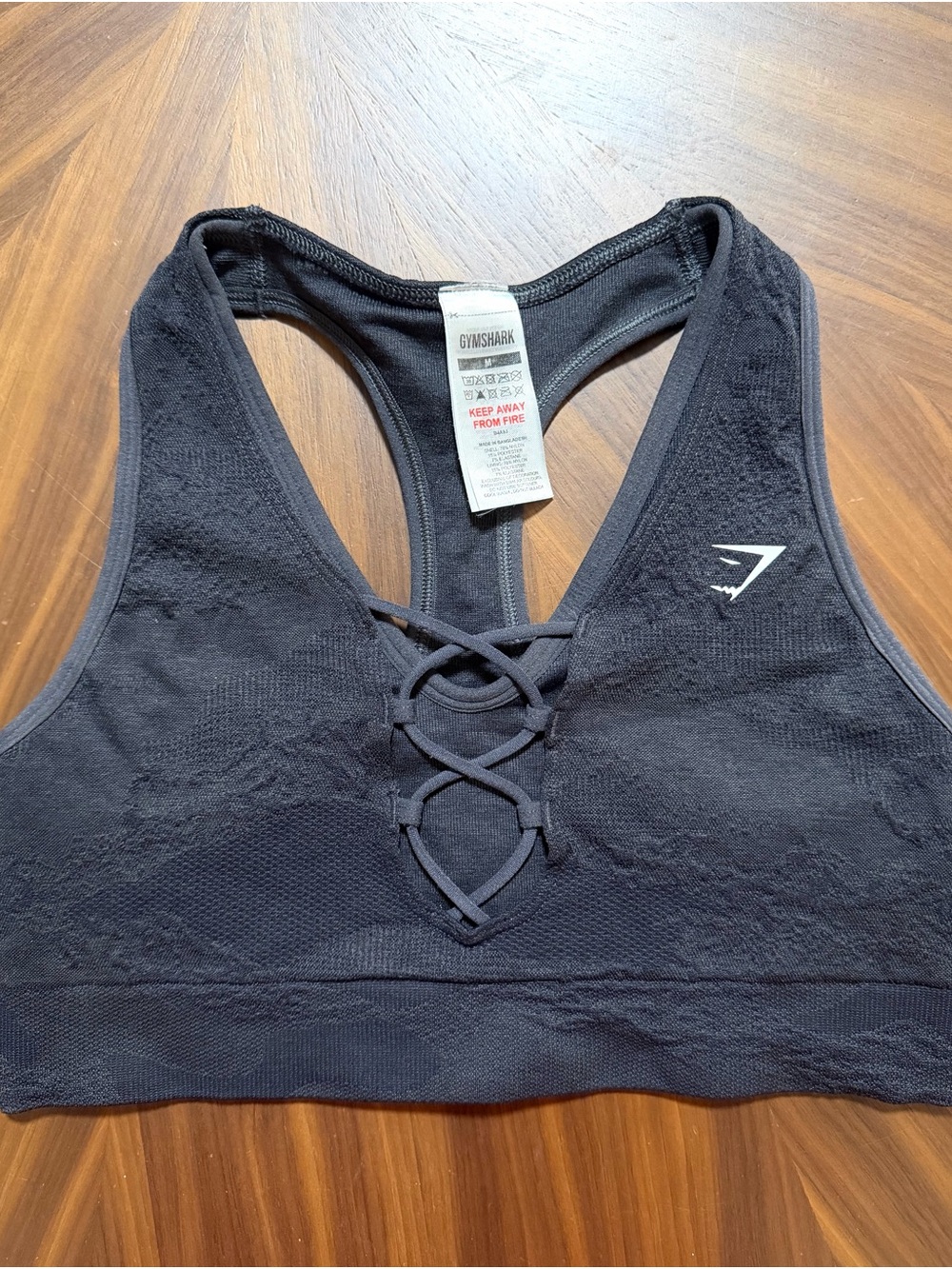 Gymshark Black Lace-Up Racerback Sports Bra